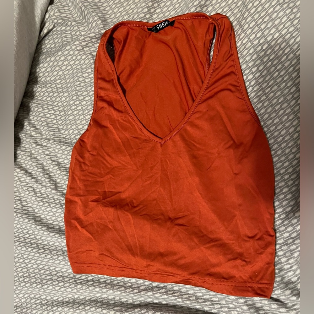 Orange crop top tank